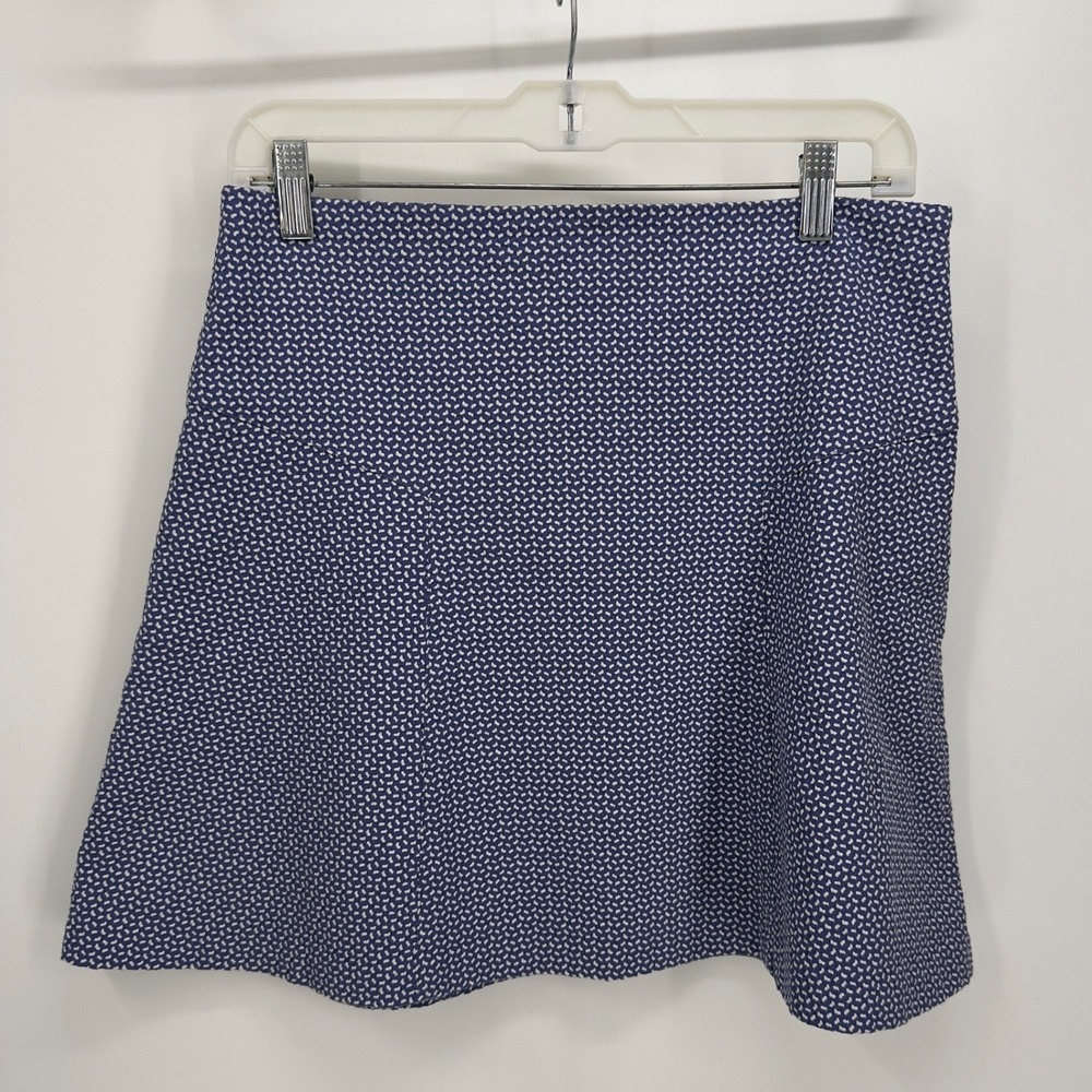 J.McLaughlin‎ Womens Blue White Textured Geometric A-Line Skirt Size 8 USA-made